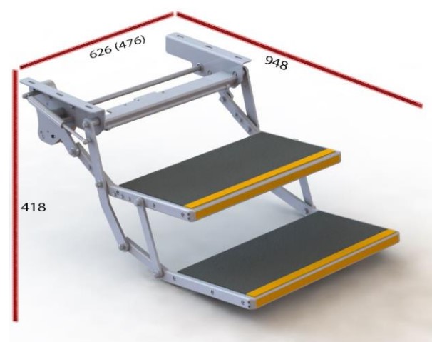 Série E2 | Marchepied électrique à 2 marches amovibles 600 mm