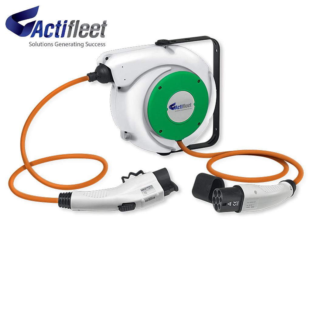 Enrouleur de câble de recharge pour véhicules électriques EV2RA - Fixation murale rallonge - Type 2 - 3,8 kW monophasé